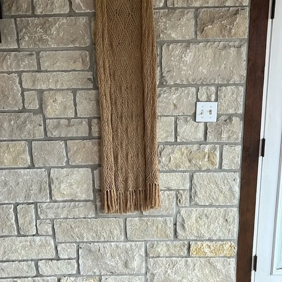 Long Open Weave Tan Duster - Picture 3 of 5